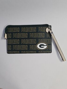 Little Earth Green Bay Packers Green/Gold/White Wristlet Pouch NWOT 9"x5.5"